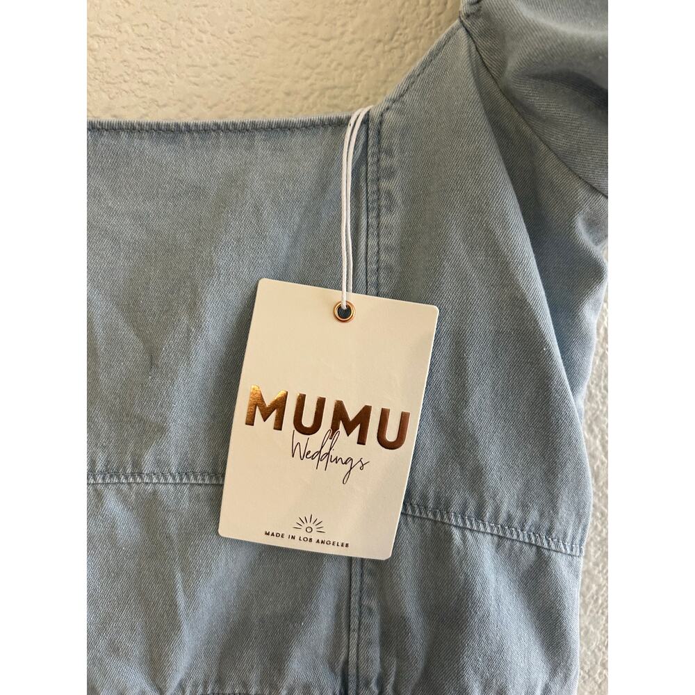 Show Me Your Mumu London Lace Up Denim Dress in Sea Spritz M NWT - Picture 5 of 8